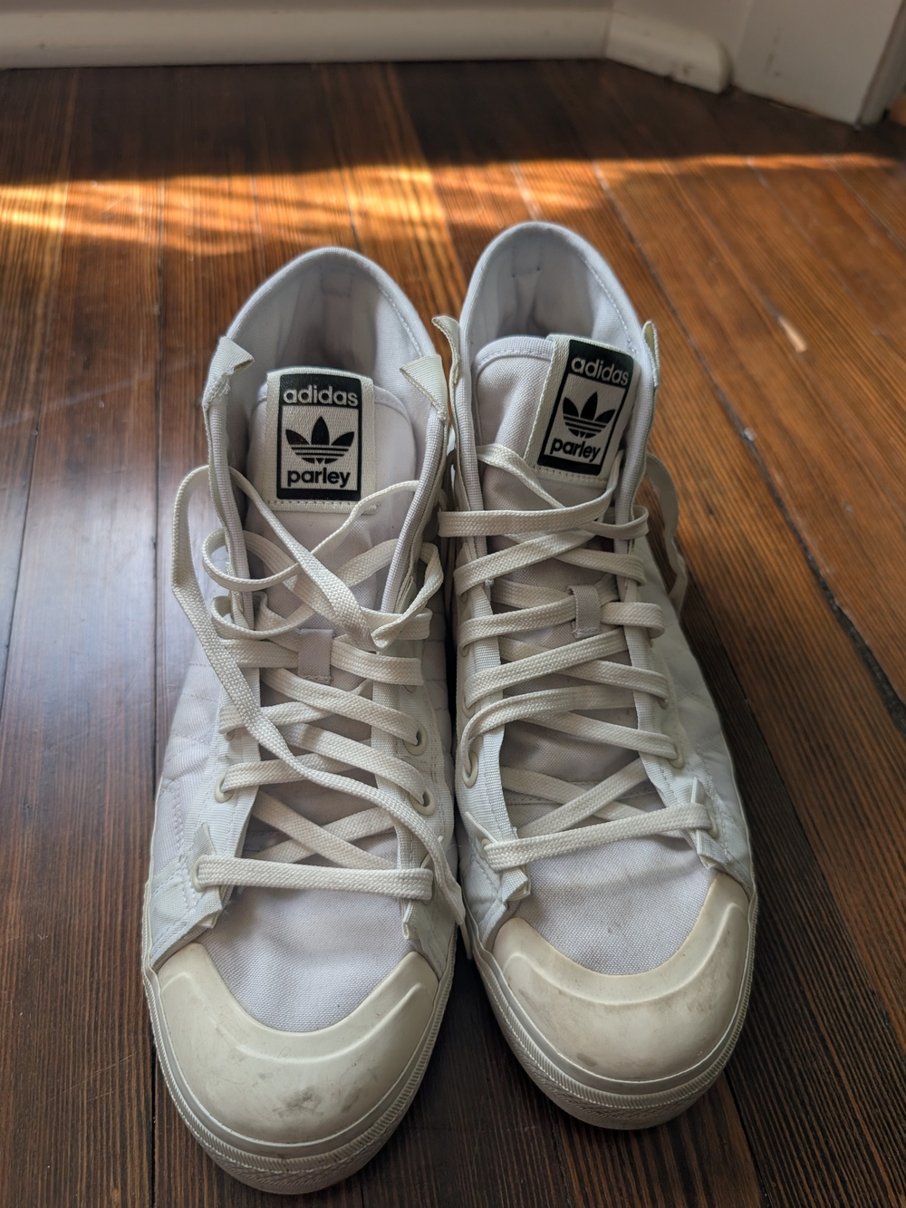 Adidas Men’s Size 11.5 Parley White High-Top Sneakers